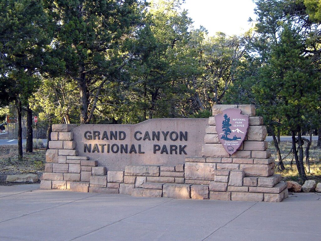 Grand Canyon National Park sign National Park Service photo